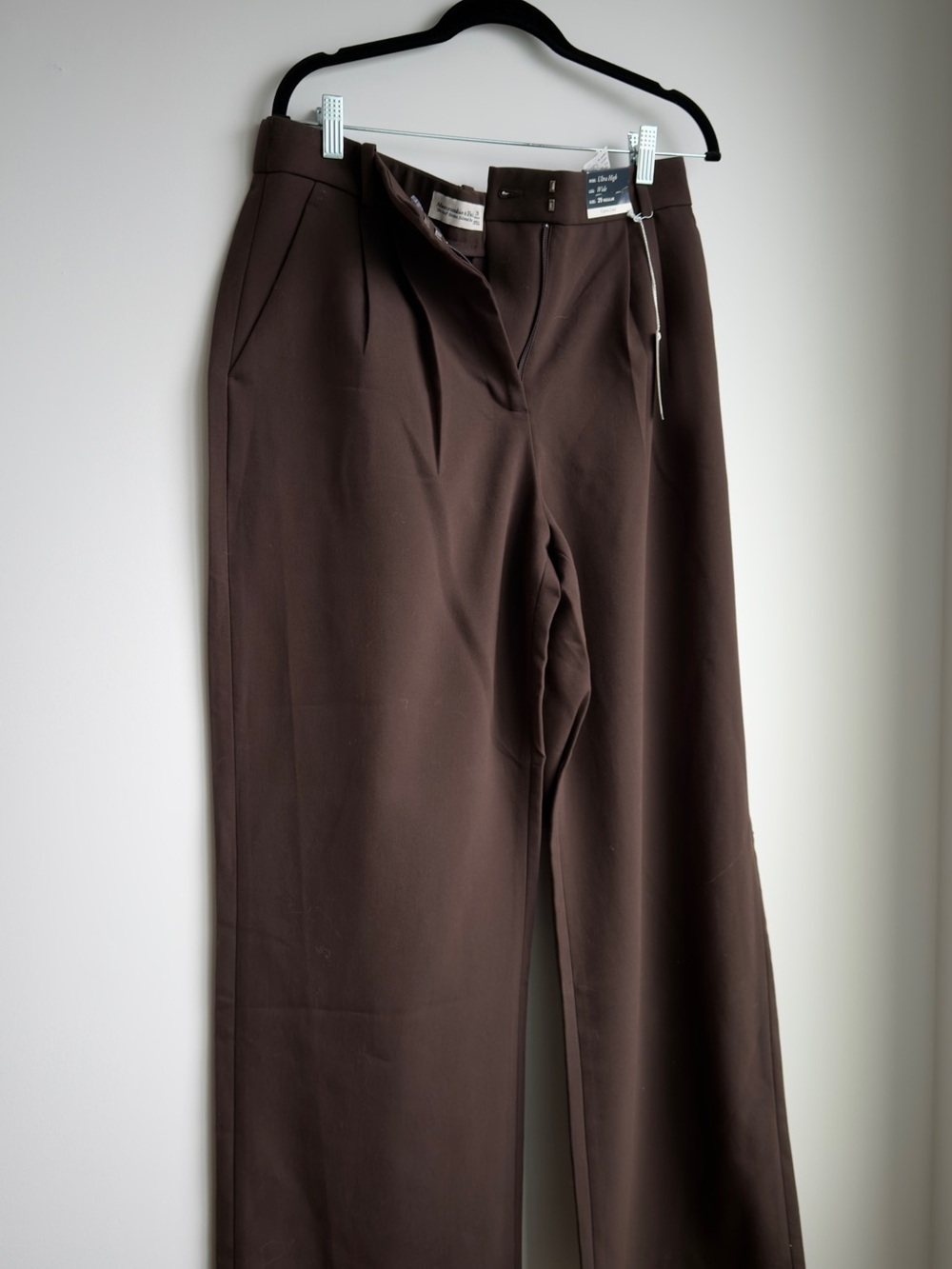 Abercrombie & Fitch Brown High-Rise Wide-Leg Trousers